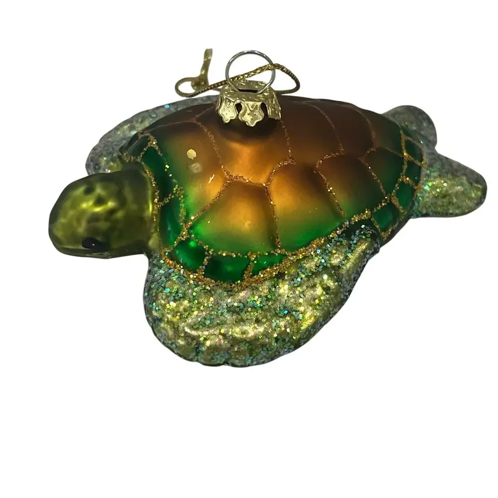 Old World Christmas Glass Green Sea Turtle Ocean Ornament 2019